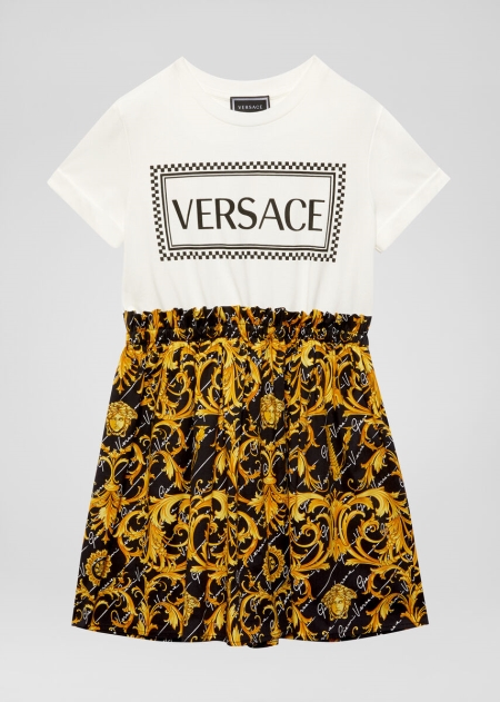 Versace Barocco Signature Print Logo Klänning Tjej - 726413JZP